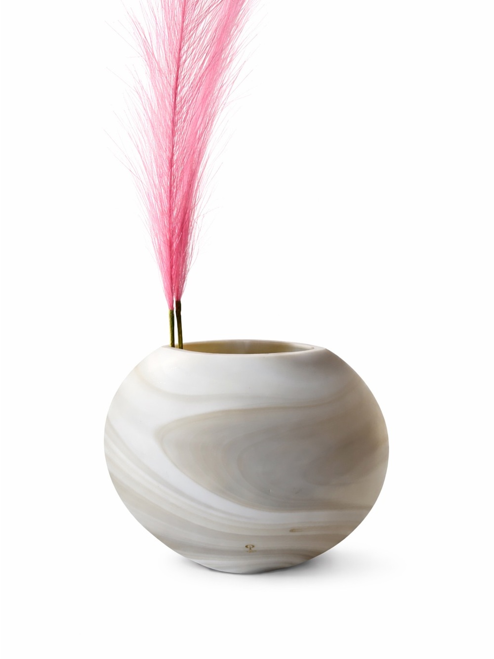 Peill & Putzler Arte Colore Carrara Glass Vase White Swirl Germany Art Glass